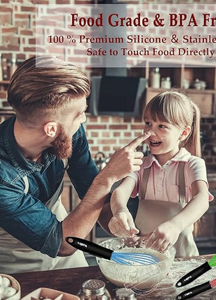 Walfos Whisk,7+9+11in Silicone whisk, BPA free Whisks for Cooking Non Scratch. Heat Resistant(480°F) Wisk. Perfect for Blending, Mixing, Beating etc.Dishwasher Safe.Set of 3 (Colorful)