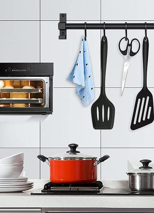 Silicone Spatula Turner Set, 2PCS Heat-Resistant Non-Stick Fish Slotted Spatula Kitchen Utensil Set for Cooking, Baking and Mixing, BPA Free & Dishwasher Safe (Black)