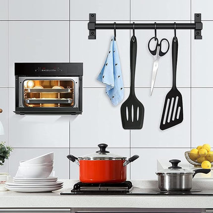 Silicone Spatula Turner Set, 2PCS Heat-Resistant Non-Stick Fish Slotted Spatula Kitchen Utensil Set for Cooking, Baking and Mixing, BPA Free & Dishwasher Safe (Black)