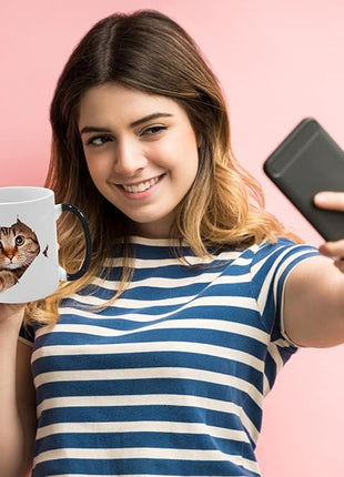 Caliamary Heat Changing Cat Mug - Funny Ceramic Coffee Cup, 11 oz Heat Sensitive Color Changing, Cute Xmas Gift for Women Men Kids