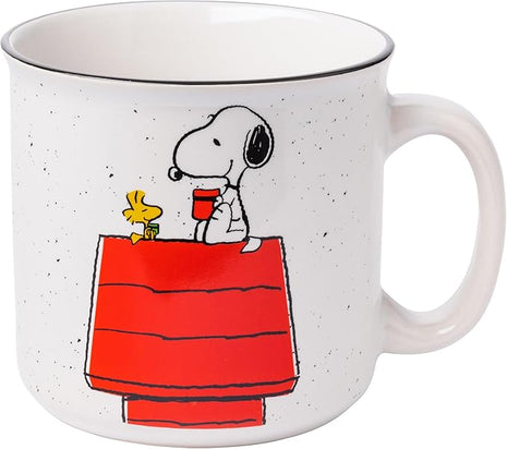 Silver Buffalo Peanuts Snoopy and Woodstock Get Cozy Ceramic Camper Mug, 20 Ounces (Pack of 12)