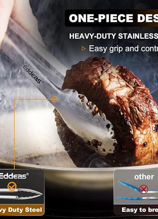 Grill Tongs, Bbq tongs - 12" and 17 Inch Extra Long Kitchen Tong, Heat Resistant 600 Degrees Stainless Steel tongs, Metal Locking Tong for Cooking, Grilling, Outdoor Barbecue, Set of 2