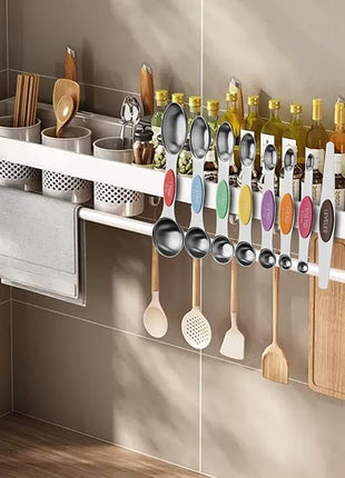 Aovchei 8 PCS Magnetic Measuring Spoons Set, Dual Sided, Stainless Steel Small Tablespoon, Teaspoons, Fits in Spice Jars, for Dry and Liquid, Multi-Color