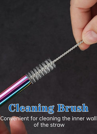 Tomorotec 40oz Straws, 14PCS Stainless Steel Replacement Straws for Stanley 40oz Adventure Quencher Travel Tumblers w/Cleaning Brushes 2PCS, Food-Grade, Dishwasher Safe for Smoothies (Metallic)