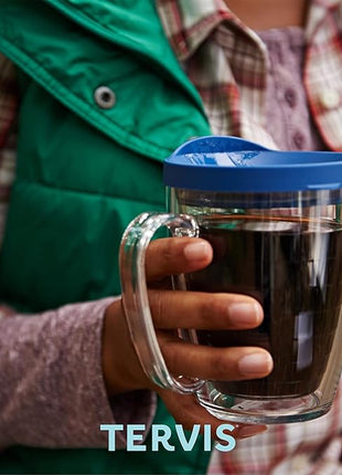 Tervis Clear & Colorful Tabletop Made in USA Double Walled Insulated Tumbler Travel Cup Keeps Drinks Cold & Hot, 16oz Mug, Elderberry Wild