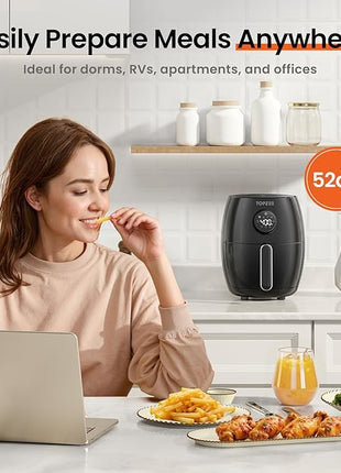 2.1Qt Small Air Fryer - Compact Digital Mini Airfryer with 7-in-1 Presets, 98% Less Oil, Adjustable Temperature & Timer, Shake Reminder, Nonstick, BPA-Free, Dishwasher Safe, Fast & Crispy Cooking