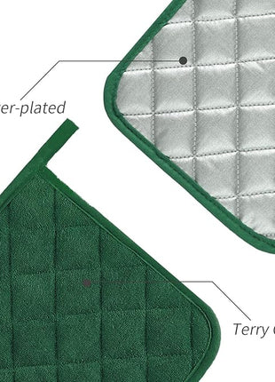Pot Holders Buffalo Plaid Cotton Heat Resistant Potholder, Pot Holder, Hot Pads, Trivet for Cooking and Baking (5, Dark Green)
