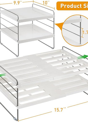 2 Pack Pantry Organization and Storage, Expandable Foil and Plastic Wrap Organizer, Adjustable Kitchen Wrap Organizer Rack for Cabinet, Foil Saran Wrap Holder Shelf for Sandwich Plastic Bags Box,