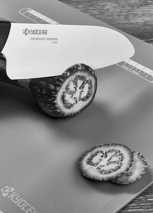 Kyocera Revolution Series 2-Piece Ceramic Knife Set: 5.5-inch Santoku Knife and a 4.5-inch Utility Knife, Red Handles with White Blades