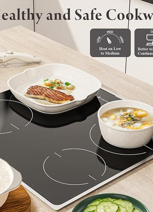 19 Pcs Pots and Pans Set Non Stick Ceramic Cookware Set with Removable Handles, Non Toxic Induction Kitchen Cookware Sets RV Cookware,Dishwasher/Oven Safe PFAS/PTFE/PFOA Free Cream White