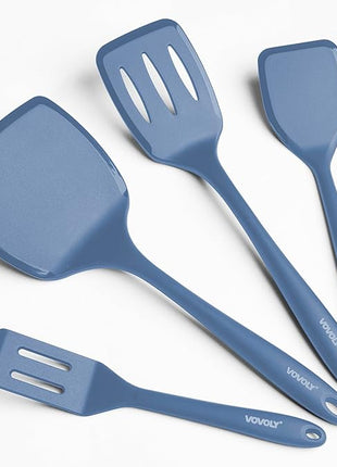 Silicone Spatula Set, 600°F Heat Resistant Silicone Spatula Turner Flipper for Cooking, Non Stick and Non Scratch Kitchen Utensils for Eggs & Pancakes, 4 Pack,Starry Blue