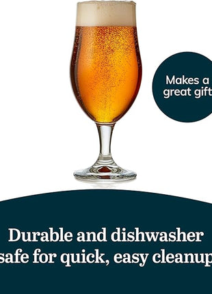 Libbey Craft Brews Nucleated Belgian Beer Glasses, 16.5-ounce, Set of 4