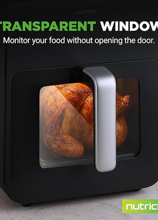 Nutrichef Electric Air Fryer Tenderizer 6.3 Quart | 12-1 Preset Cooking Functions | Includes Tenderizing Function | Digital Display | Transparent Window For Best Cooking Results | Black