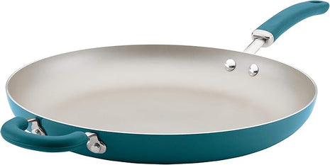 Rachael Ray 12212 Create Delicious Nonstick Frying/Fry Pan/Skillet with Helper Handle, 14.5 Inch - Teal Shimmer