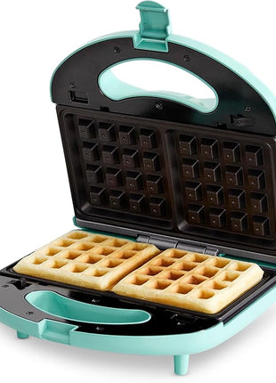 GreenLife Electric Waffle Sandwich Maker, Toaster, Panini Press with Healthy Ceramic Nonstick Plates, Perfect for Tuna Melts, Crispy Rice, Grilled Cheese, LED Indicator Light, PFAS-Free, Turquoise