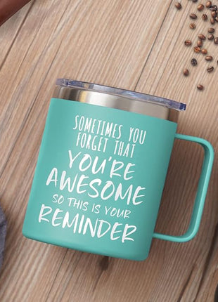 NOWWISH Gifts for Her, Sometimes You Forget You're Awesome Coffee Mug, Inspirational Gifts, Thank You Appreciation Gifts for Coworker, Teacher, Mom, Wife, Sister - Green