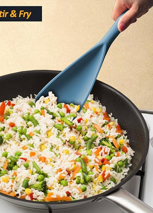 Silicone Spatula Spoon, Great for Both Cooking and Serving Durable BPA-Free Matte Black Silicone, Seamless Design, Safe for Nonstick Cooking Surfaces, 2-Pcs, Starry Blue