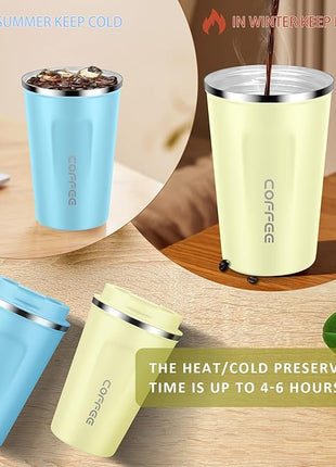 CS COSDDI 12 oz Stainless Steel Vacuum Insulated Tumbler - Coffee Travel Mug Spill Proof with Lid - Coffee Cups for Keep Hot/Ice Coffee,Tea and Beer