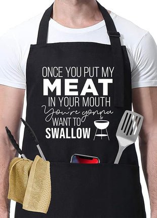 Miracu Funny Cooking Aprons for Men Husband - Christmas, Birthday Funny Male Gifts for Mens Best Friend, Gifts for Male Friends Guy Boyfriend Chef Him - Grilling Grill BBQ Apron for Men w/Pockets