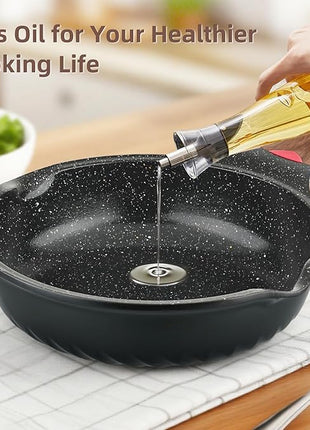Vinchef Non Stick Frying Pans Set,10" & 12" Ceramic Pan with Lid, Deep Frying Pan & Saute Skillet, PFAS PFOA & PTFE Free, Visual Heat Indicator, Induction Ready, Frying Pans Nonstick Skillet with Lid