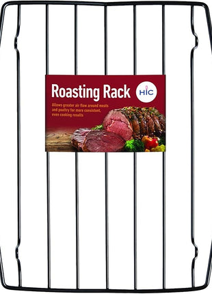 HIC Kitchen Roasting V-Shaped Baking Rack, Nonstick-Coated Steel, Fits Smaller Roasting Pans, 8 x 10.375 x 1.5-Inches