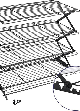 Geesta 2/3/4-Tier Upgraded Collapsible Cooling Rack with Adjustable 3 Setting Design Stackable Roasting Cooking Drying Wire Cooling Rack for Cookies Baking Gifts for Women