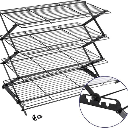 Geesta 2/3/4-Tier Upgraded Collapsible Cooling Rack with Adjustable 3 Setting Design Stackable Roasting Cooking Drying Wire Cooling Rack for Cookies Baking Gifts for Women