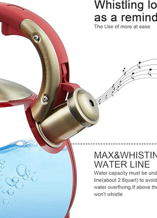 Tea Kettle -2.8 Quart Tea Kettles Stovetop Whistling Teapot Stainless Steel Tea Pots for Stove Top Whistle Tea Pot