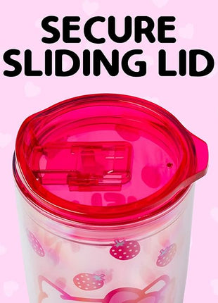 Silver Buffalo Sanrio Hello Kitty Strawberry Double Wall Travel Tumbler with Slide Close Lid, 20 Ounces