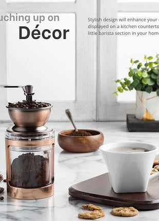 MITBAK Manual Coffee Grinder With Adjustable Settings| Sleek Hand Coffee Bean Burr Mill Great for French Press, Turkish, Espresso & More | Premium Coffee Gadgets are an Excellent For Coffee Lovers