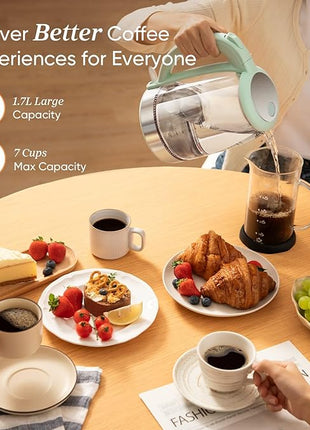 Cosori Electric Kettle, No Plastic Filter & Spout, Tea Kettle & Hot Water Boiler For Coffee & Tea, Water Heater & Teapot, Automatic Shut Off, Borosilicate glass, Green, 1.7L/1500W