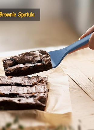 Silicone Spatula Set, 600°F Heat Resistant Silicone Spatula Turner Flipper for Cooking, Non Stick and Non Scratch Kitchen Utensils for Eggs & Pancakes, 4 Pack,Starry Blue