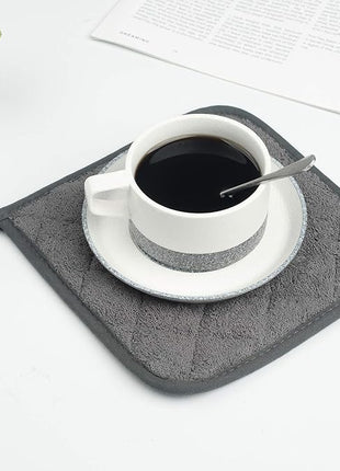100% Cotton Kitchen Everyday Basic Terry Pot Holder Heat Resistant Coaster Potholder for Cooking and Baking Set of 5 Mineral Gray