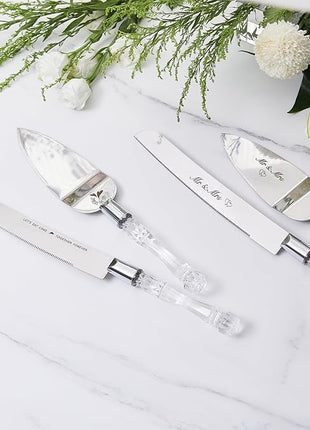 AW BRIDAL Cake Cutting Set for Wedding Stainless Steel Wedding Cake Knife Pie Server Pizza Cutter Gifts for Wedding, Engagement, Birthday, Anniversary