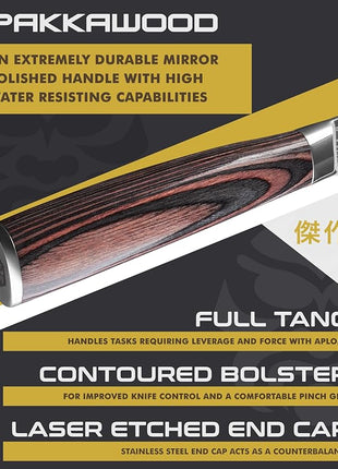 KESSAKU Paring Knife - 3.5 inch - Samurai Series - Razor Sharp Kitchen Knife - Forged 7Cr17MoV High Carbon Stainless Steel - Wood Handle with Blade Guard