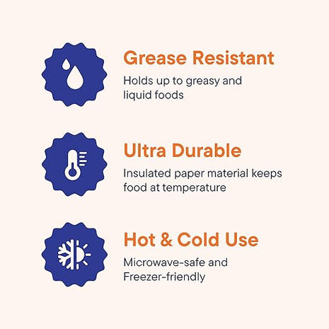 Stack Man Paper Food Container with Lid, Insulated Food Cups with Vented Lids - Hot or Cold To Go Soup Cup, for Soups, Ice Cream and Yogurt - Eco-Friendly - White