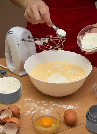 TILUCK Measuring Cups & Spoons Set, Stackable Cups and Spoons, Nesting Measure Cups with Stainless Steel Handle, Kitchen Gadgets for Cooking & Baking (Gray)