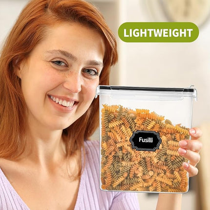 Skroam 8PCS Cereal Containers Storage [4L/135.2 oz], Airtight Food Storage Containers with Pour Spout for Kitchen & Pantry Organization Storage, Plastic Cereal Dispensers, Measuring Cup & 20 Labels