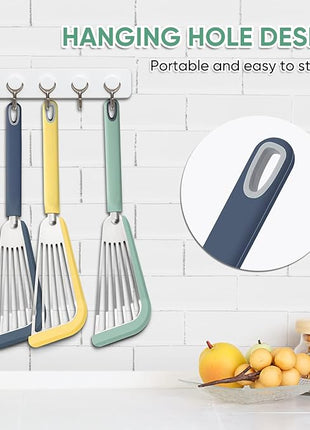 Nonstick Fish Spatula,Maywe Tanso Thin Slotted Spatulas Turner Silicone Fish Spatulas for Nonstick Cookware,High Heat Resistant BPA Free Cooking Utensils,Ideal for Fish,Eggs,Pancakes