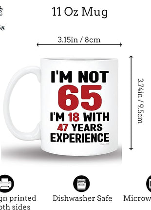 Vivulla68 65th Birthday Mug 11oz - 65th Birthday Gifts for Women Men - 65 Year Old Birthday Gifts Ideas for Him, Her, Woman, Man - Happy Funny Gift Present Coffee Cup - Turning Age 65
