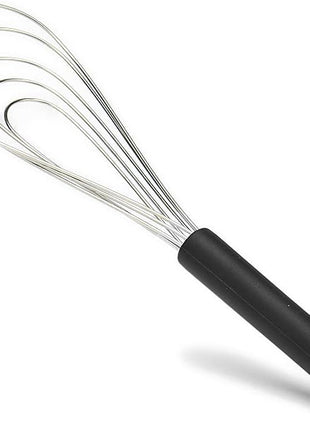 Flat Whisk Silicone Handle Non Slip 10" - 5 Wires Whisk with 10 Heads for Kitchen Cooking Color by Jell-Cell (Black)