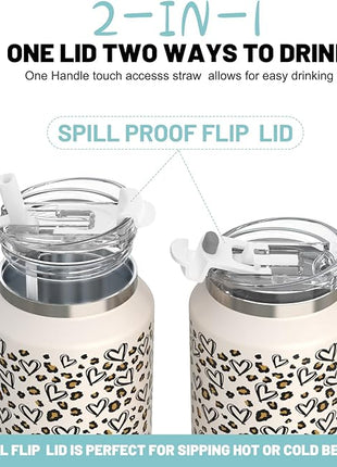 Hydraful 64 oz Tumbler with Handle and Straw - 100% Leak-Proof - Insulated Cup Reusable Stainless Steel Large Water Bottle Travel Mug for Gym, Hiking, and Camping - Gifts for Women Men Him Her