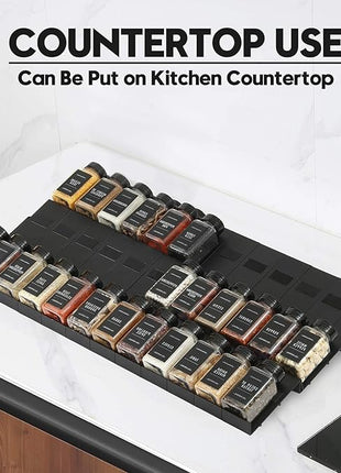 Famhap Spice Drawer Organizer, 36PCS Interlocking Expandable Seasoning Rack Tray Insert for Kitchen Drawers, Spice Rack Drawer for Spice Jars