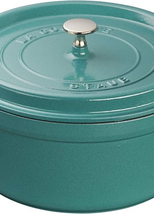 STAUB Cast Iron 5.5-qt Round Cocotte, Serves 5-6, Made in France, Turquoise