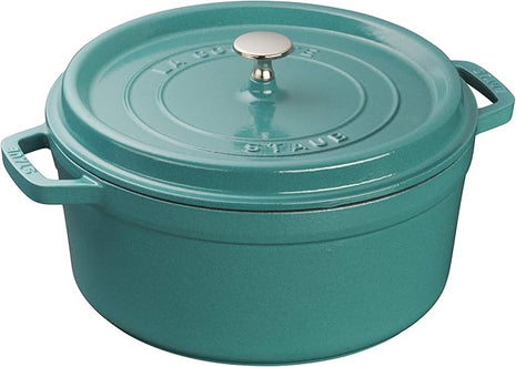 STAUB Cast Iron 5.5-qt Round Cocotte, Serves 5-6, Made in France, Turquoise