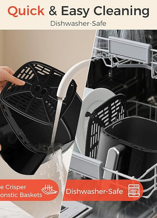 OSTBA 4.5QT Air Fryer with Tempered Glass LED Touch Screen, 6 Presets One-Touch Cooking, Adjustable Temp & Time, Dishwasher Safe Nonstick Basket, Oil-Free Healthy Cooking, 1–4 People