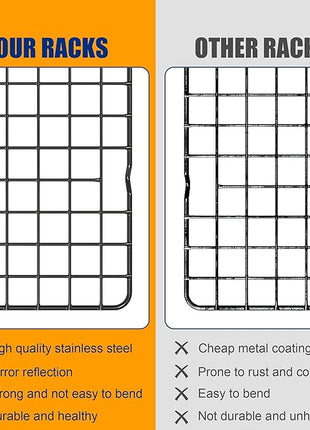 2PCS Cooling Racks for Cooking and Baking -11.65''x16.85''Heavy Duty Stainless Steel Wire Rack for Baking, Grilling, Roasting - Oven & Dishwasher Safe - Fits Half Sheet Pan（Black）
