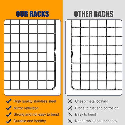 2PCS Cooling Racks for Cooking and Baking -11.65''x16.85''Heavy Duty Stainless Steel Wire Rack for Baking, Grilling, Roasting - Oven & Dishwasher Safe - Fits Half Sheet Pan（Black）