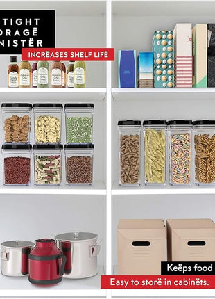 DWËLLZA KITCHEN Airtight Food Storage Containers with Lids – 6 Piece Set Air Tight Kitchen Storage Containers for Pantry Organization and Storage - Clear Plastic BPA-Free - Keeps Food Fresh & Dry