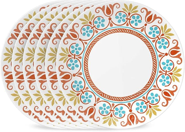 Corelle Vitrelle 10.25" Dinner Plates Set, Triple Layer Glass and Chip Resistant, Lightweight Round Plates, 6-Piece Terracotta Dreams